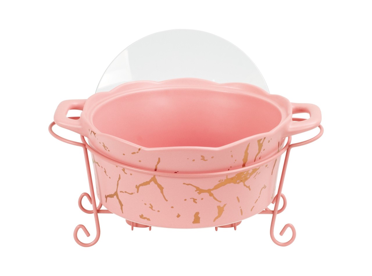 Vicenza Wadah Saji Bulat Motif Marmer Pink BM681